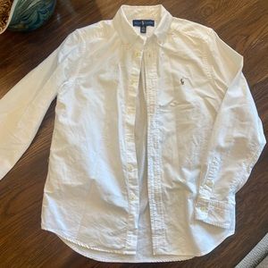 Ralph Lauren polo - long sleeve white Oxford shirt - youth boys size 14/16
